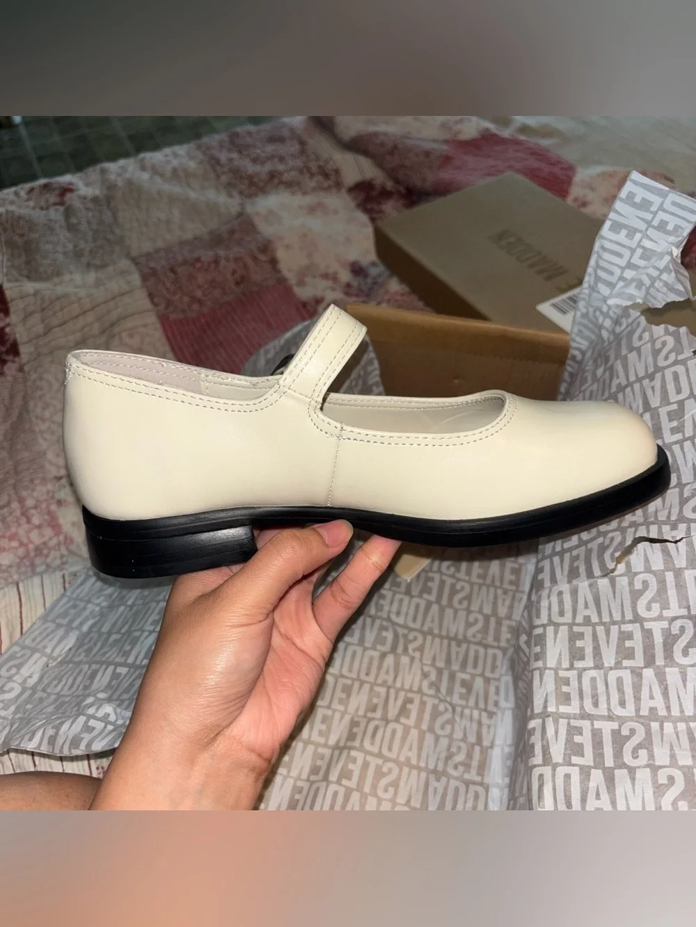 Bone Mary Jane Delancy Flats with Buckle Strap